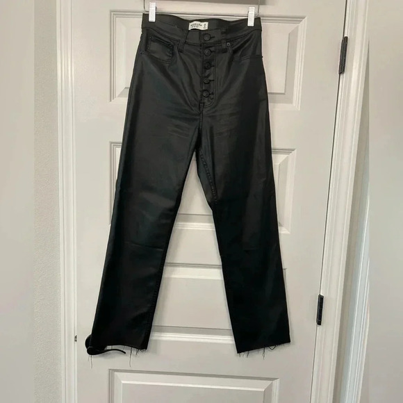 Abercrombie & Fitch Denim - Abercrombie ankle straight ultra high rise faux leather